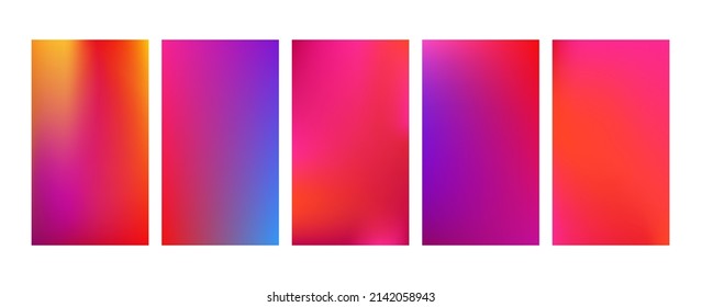 Abstract gradient red, yellow background set. Red purple mesh gradient pattern set. 