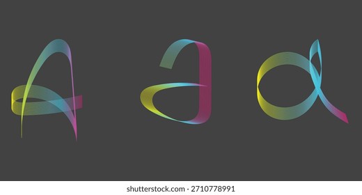 Abstract gradient ribbon shapes representing fluid letter forms