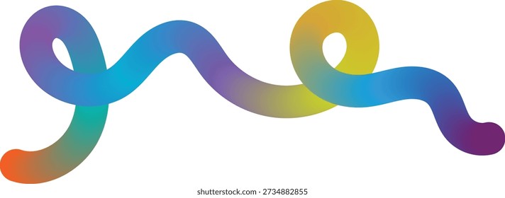 Abstract Gradient Ribbon Wave with Smooth Curvy Flow, Colorful Continuous Wavy Line Vector Design