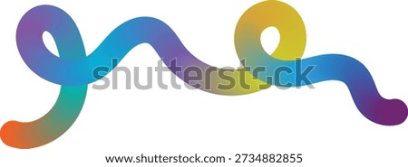 Abstract Gradient Ribbon Wave with Smooth Curvy Flow, Colorful Continuous Wavy Line Vector Design