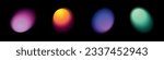 Abstract gradient with round shapes, neon, blue and icons. Flowing and digital blob shapes, light and dynamic. Isolated vector illustration on black background.
