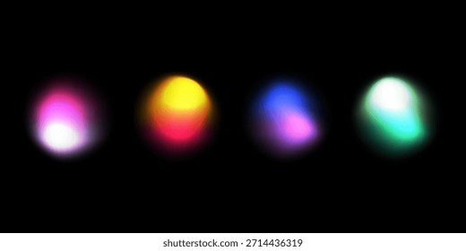 Gradiente Abstractas con Formas redondas, neón, azul e iconos. Formas fluidas y digitales, ligeras y dinámicas. Ilustración vectorial aislada sobre fondo negro.