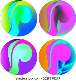 ABSTRACT GRADIENT ROUNDED MIX COLOR 04 BUTTON VECTOR DESIGN.