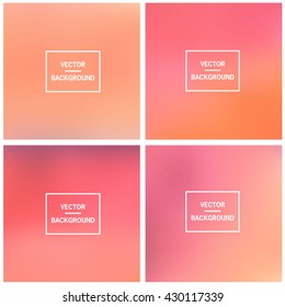 Abstract gradient set colorful blurred vector background. Vector blur background template. 