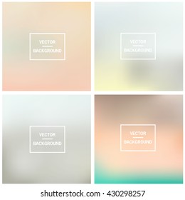 Abstract gradient set colorful blurred vector backgrounds. Vector blur background template.