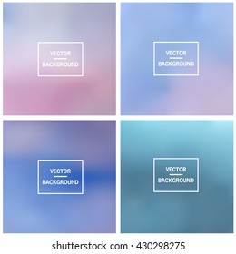 Abstract gradient set colorful blurred vector backgrounds. Vector blur background template.