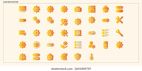 Abstract Gradient Settings and Gear Icons for Application Interface and Development