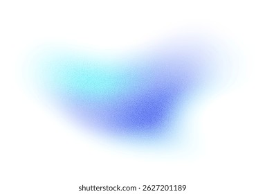 Abstract gradient shape with noise, blue blurred grainy color gradation, vibrant design element.