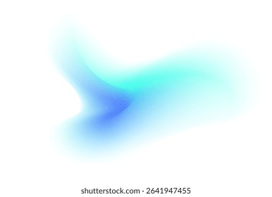 Abstract gradient shape with noise. Blue blurred grainy color gradation, vibrant design element.