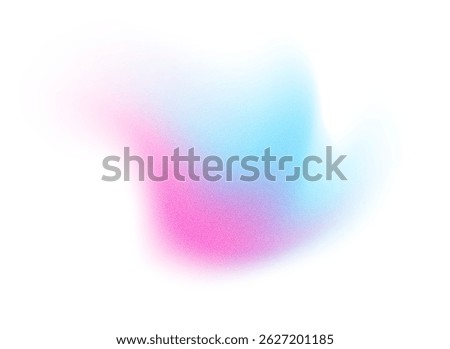 Abstract gradient shape with noise, blue and purple blurred grainy color gradation, vibrant design element.
