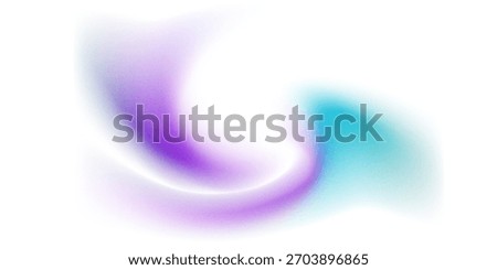 Abstract gradient shape with noise, blue and purple blurred grainy color gradation, vibrant design element.