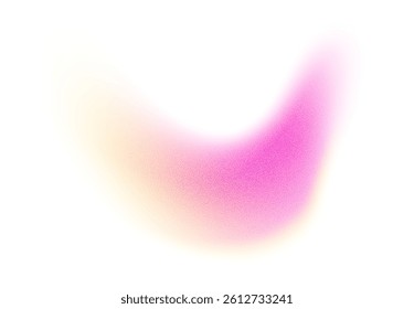 Abstract gradient shape with noise, pink and yellow blurred grainy color gradation, vibrant design element.