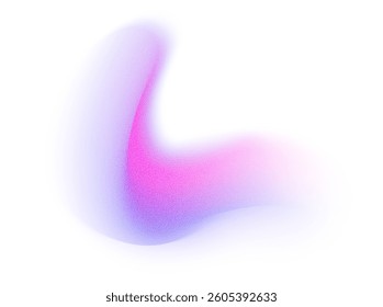 Abstract gradient shape with noise, purple and pink blurred grainy color gradation, vibrant design element.