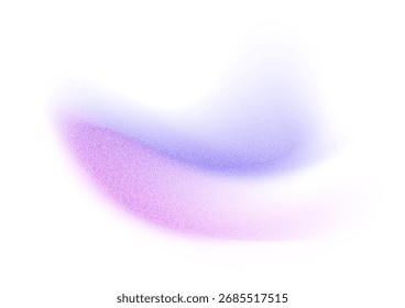 Abstract gradient shape with noise, purple blurred grainy color gradation, vibrant design element.