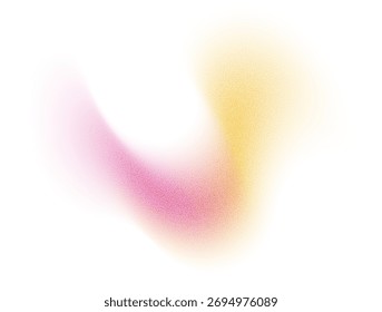 Abstract gradient shape with noise, red and yellow blurred grainy color gradation, vibrant design element