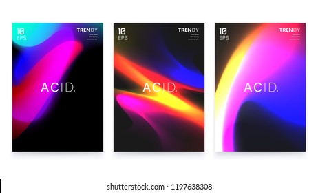 Abstract Gradient Shapes A4 Posters Set. Abstract Cover Backdrop. Trendy Color Flow Artwork