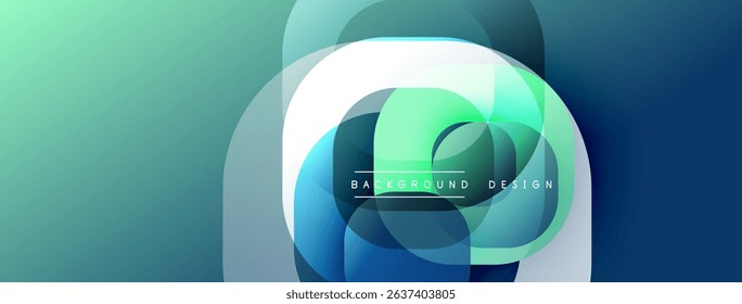 Abstract gradient shapes create modern design. Blue, green hues blend, forming dynamic composition. Text reads background design.