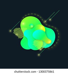 Abstract gradient shapes on black background. Liquid Abstract shapes with unusual geometric elements . Vector illustration