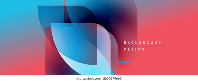 Abstract gradient shapes overlap. Blue, pink hues blend smoothly. Text reads background design in upper right corner. Modern visual style.