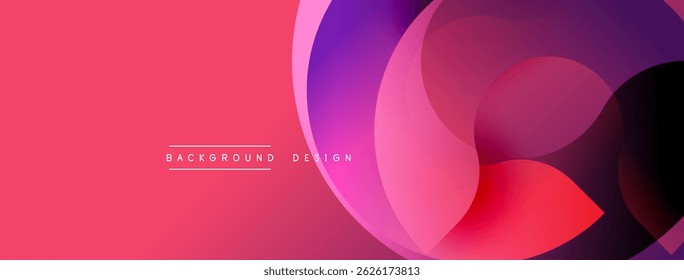 Abstract gradient shapes overlap, creating dynamic visual effect. Pink, purple hues dominate composition. Modern design element.