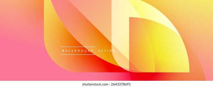 Abstract gradient shapes overlap, creating vibrant visual effect. Warm colors dominate composition, suggesting energy, dynamism.