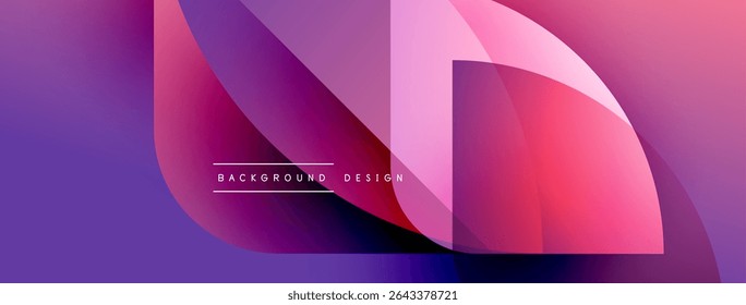 Abstract gradient shapes overlap, creating dynamic visual effect. Purple, pink hues dominate design. Text reads background design.