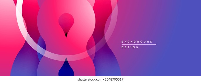 Abstract gradient shapes overlap, creating vibrant visual effect. Pink, purple hues dominate composition. Modern design element.