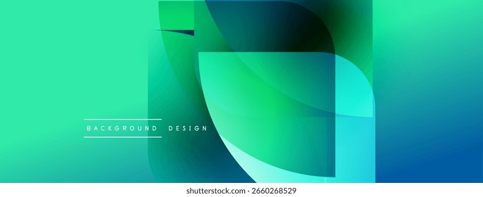 Las Formas de gradiente Abstractas se superponen. Los tonos verde azulado, turquesa y azul dominan el diseño. Estética moderna, líneas limpias, composición simple.