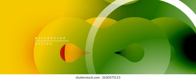 Abstract gradient shapes overlap. Yellow transitions to green, creating dynamic visual effect. Modern design element for backgrounds.