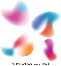 Abstract gradient shapes in vibrant colors on white background for modern design elements