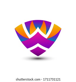 Abstract Gradient Shield Letter W Logo Design Template Vector