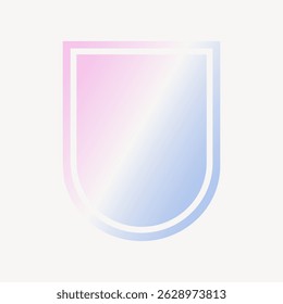 Escudo de gradiente abstrato com tons rosa suave e azul. O design de gradiente cria um escudo moderno e abstrato. Perfeito para logotipos, fundos ou arte digital. Vetor de elemento gráfico.