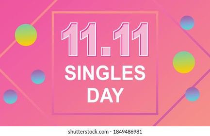 Abstract gradient singles day background concept logo template