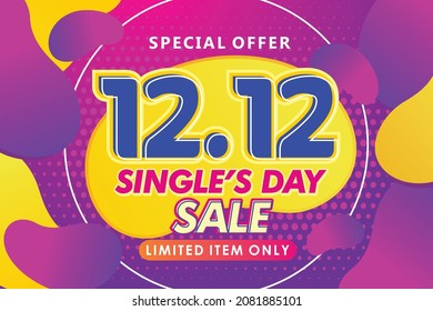 Abstract gradient singles' day banner sale 1212 limited item template vector