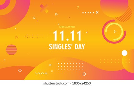 Abstract gradient singles day concept logo template