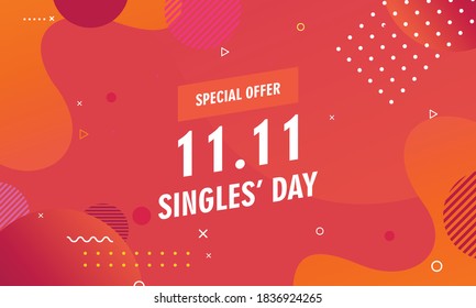 Abstract gradient singles day concept logo template