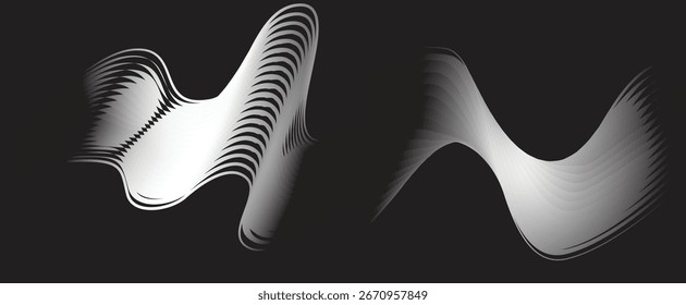 Onda de partícula de línea lisa de gradiente Abstractas, concepto de tecno de big data, Fondo de pantalla de fondo, línea de Vector