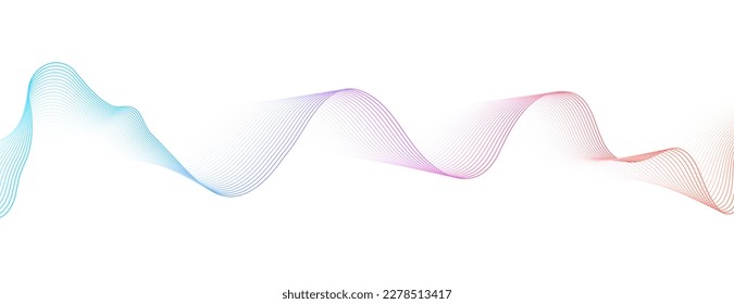 Gradiente abstracto de onda suave sobre un fondo blanco. Ola de sonido dinámica. Elemento de diseño. Ilustración vectorial.