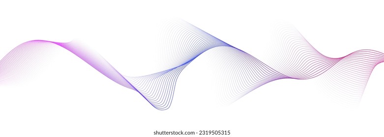 Abstract gradient smooth wave on a white background. Dynamic sound wave. Design element. Vector illustration.