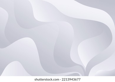 Abstract gradient smooth wavy white background. Dynamic liquid waves texture