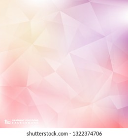 Abstract gradient soft color pink and purple background polygon pattern. You can use for poster, presentation, ad, cover, copy space of text, report. illustration vector eps10