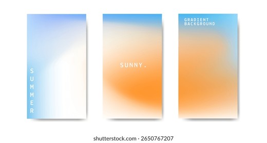 Abstract gradient soft pastel summer poster background. blue white orange gradient background. summer sunny weather. Vector design	