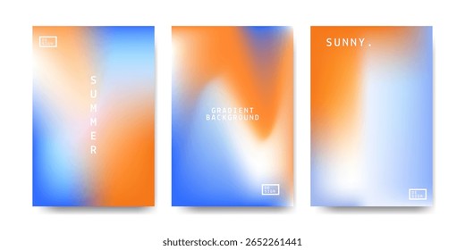 Abstract gradient soft pastel summer poster background. blue white orange gradient background. summer sunny weather. Vector design	
