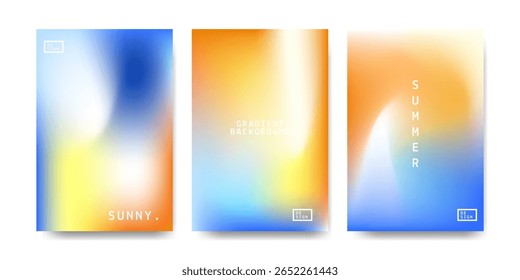 Abstract gradient soft pastel summer poster background. blue white orange gradient background. summer sunny weather. Vector design	