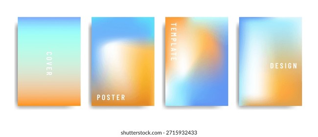Fondo Abstractas del cartel del verano del pastel suave del gradiente. fondo azul blanco naranja del gradiente. Clima soleado del verano. Diseño de Vector
