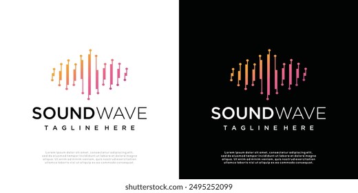 Abstract gradient sound wave logo template, sound wave icon element, audio music symbol.	