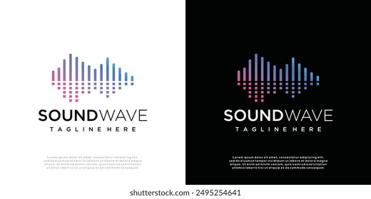 Abstract gradient sound wave logo template, sound wave icon element, audio music symbol.	