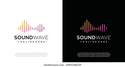 Abstract gradient sound wave logo template, sound wave icon element, audio music symbol.	