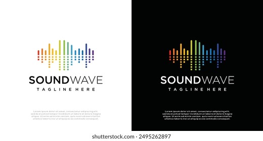 Abstract gradient sound wave logo template, sound wave icon element, audio music symbol.	