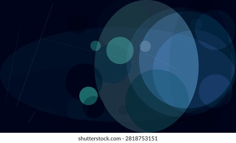 Abstract gradient spheres and glowing blue-green orbs on dark backdrop, translucent orbs blue-green hues